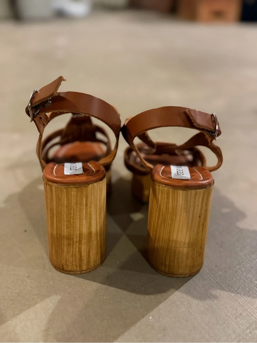 Steve Madden Cognac Woven Leather Platform Heels